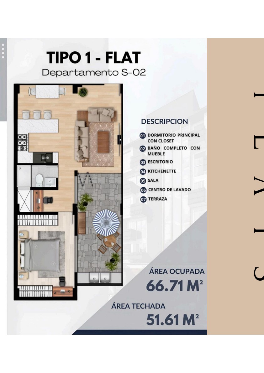 Flat tipo 1, plano del brochure